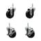 Service Caster 35 Inch Soft Rubber Wheel Swivel 58 Inch Threaded Stem Caster Set 2 Brakes SCC SCC-TS20S3514-SRS-58212-2-TLB-2 - alternate 1